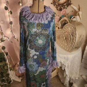 ♡ ️rare celia b whimsical fringe sequin dress ♡